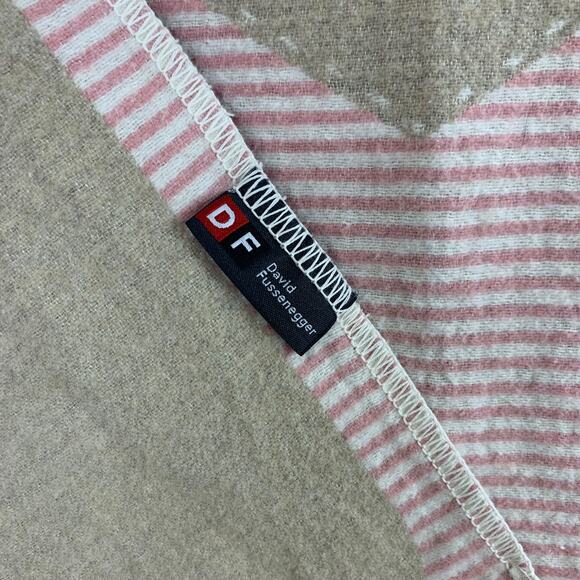 David Fussenegger JUWEL Blanket Heart Pink Tan 95% Cotton Flannel Stripes Baby - Picture 4 of 4